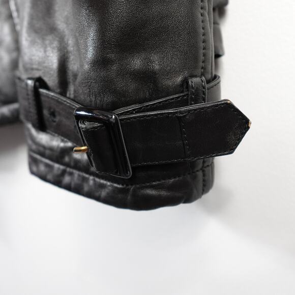 Longhi Black Leather Collared Cargo Utility Moto Biker Jacket Men's 46 Small - Picture 12 of 16